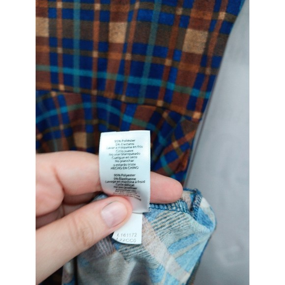 LuLaRoe Dress Women's SZ M Fit & Flare Blue/Bronze Plaid Half Sleeves Pockets EC - Picture 14 of 15